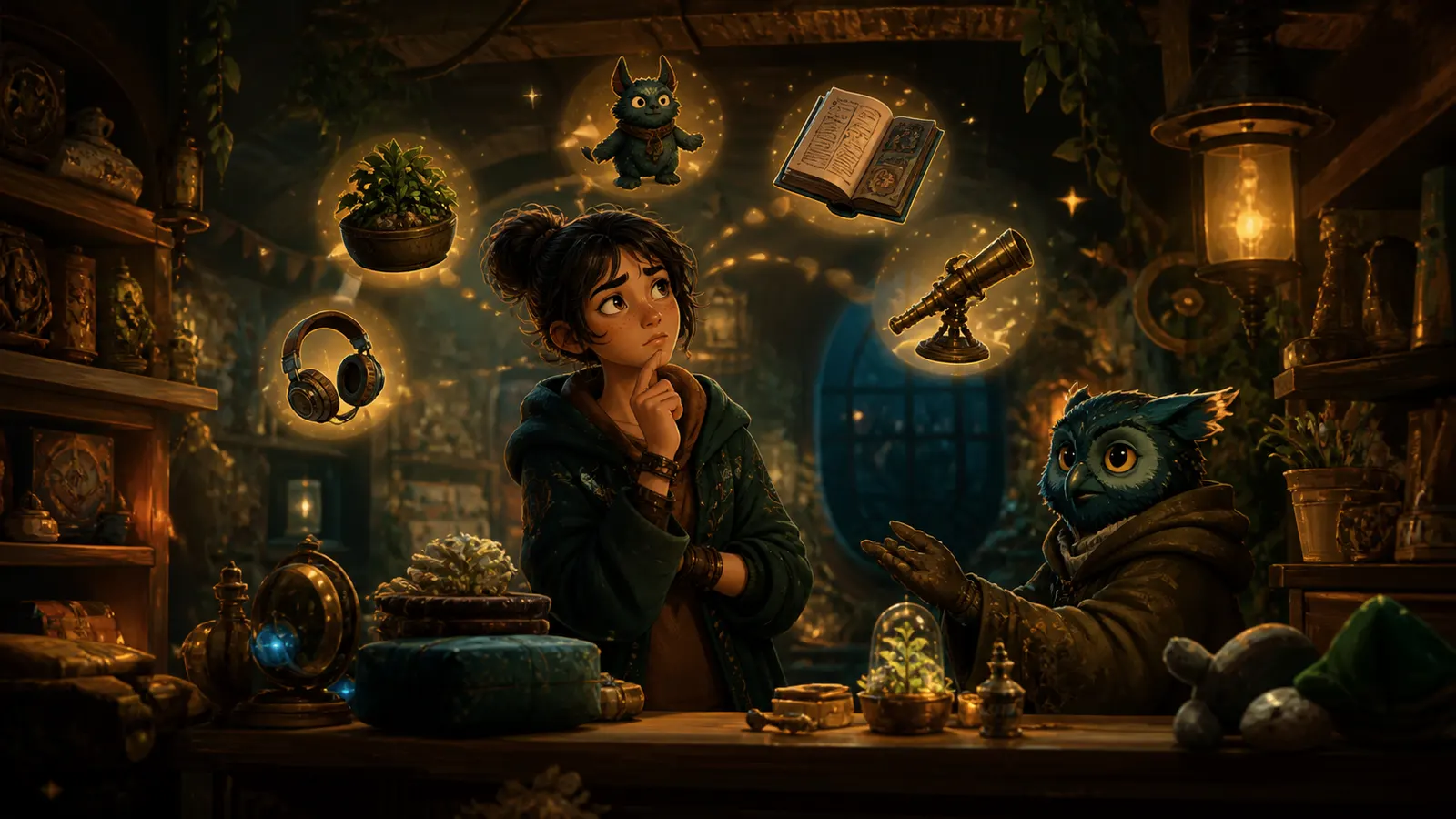 An illustrated person surrounded by floating gift options, none of them obviously right.