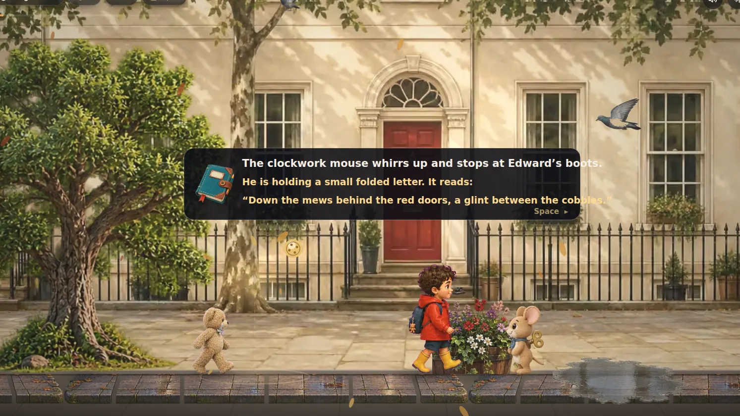 A painted Georgian terrace from a commissioned adventure game.