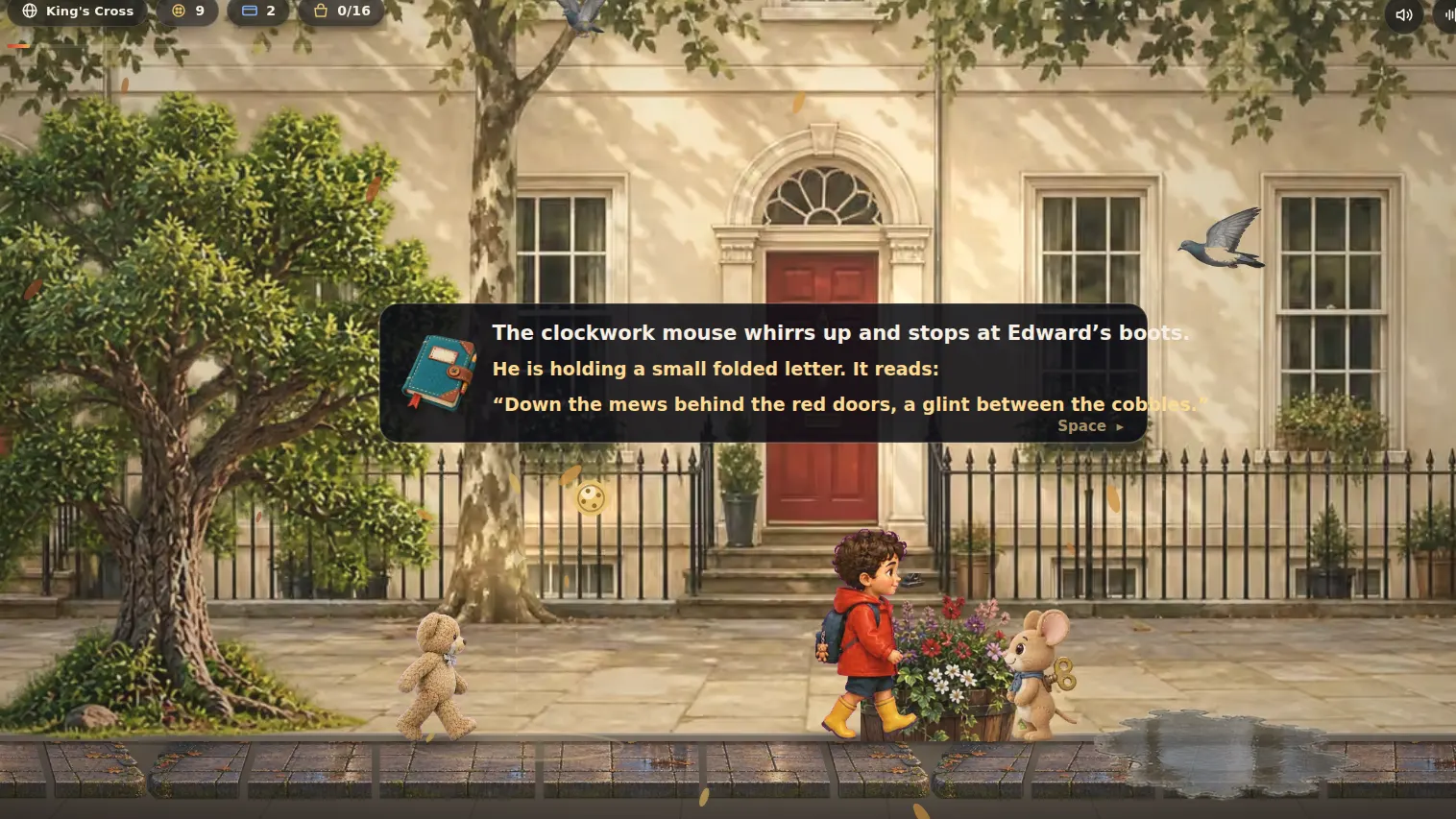 A painted Georgian terrace from a commissioned adventure game.