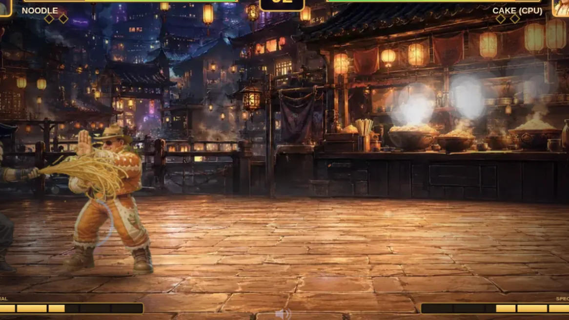 Two hand-painted fighters facing off in a commissioned game.